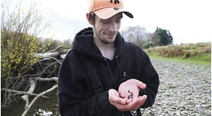 Cadet Josh Aitken was thrilled to find a Kanakana (pouched lamprey) during tuna eel monitoring on the Mataura River. The species is considered nationally vulnerable.