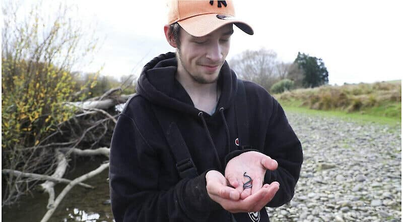 Cadet Josh Aitken was thrilled to find a Kanakana (pouched lamprey) during tuna eel monitoring on the Mataura River. The species is considered nationally vulnerable.